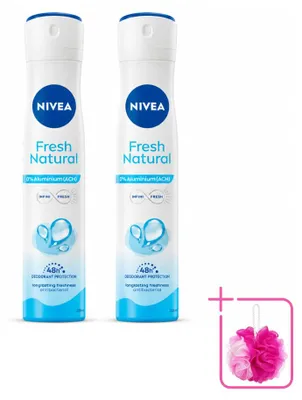 Zdjęcie produktu dla 2 x NIVEA Fresh Natural, dezodorant w sprayu - 0% aluminium - 200 ml - zestaw ekonomiczny - 2 sztuki