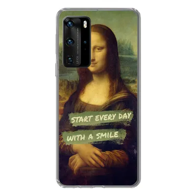 Produktbild von MuchoWow® Handyhülle Schutzhülle Hülle für Huawei P40 Pro Mona Lisa - Zitat - Da Vinci Silikon Softcase Handy Hülle - Schutz