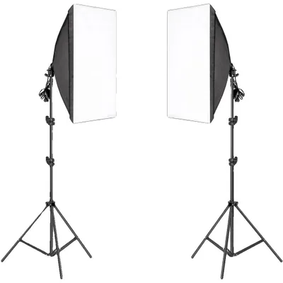 Produktbild von Fotografie Softbox Set, verstellbarer Stativständer, E27 Lampenkompatibilität, Keine Glühbirnen Keine Tasche