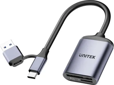 Obrázok produktu pre UNITEK R1018E01, SD, SDHC, SDXC, Microsd (transflash), MicroSDHC, MicroSDXC, Tmavo šedá, 5000 Mbit/s, Hliník, USB 3.2 Gen 1 (3.1 Gen 1) Type-C, 0,15 m