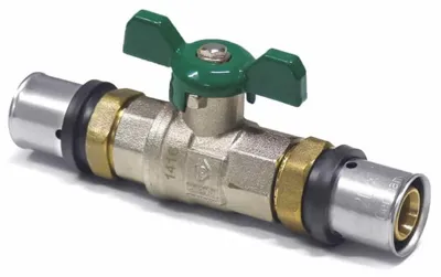 Immagine prodotto di Valvola a Sfera Pressfitting 32mm, Maniglia a Farfalla, Ottone, DVGW