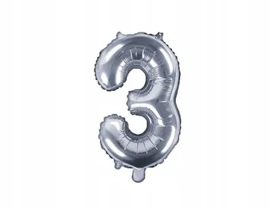 Zdjęcie produktu dla Balon foliowy Cyfra 3, 35cm, srebrny