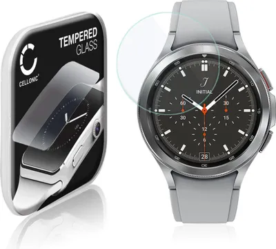 Produktbild von CELLONIC 9H Display Schutzglas für Samsung Galaxy Watch 4 Classic - 46mm (SM-R890) Smartwatch, 2.5D Full Glue Screen Protector Glass, Fitness Tracker Displayschutz Glas Transparent Schutzfolie