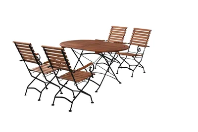 Produktbild von Merxx Schlossgarten Set 5tlg., 4 Klappsessel, Klapptisch 140 x 90 cm - Flachstahl mit Eukalyptus