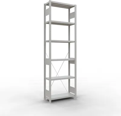 Produktbild von Schulte Fachbodenregal MULTIplus250 Stecksystem | Grundregal | HxBxT 250x75x30cm | 6 Ebenen | Fachlast 250kg | Lichtgrau