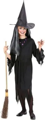 Produktbild von WIDMANN Kinderkostüm Hexe Kleid schwarz Größe 140 / 8-10 Jahre