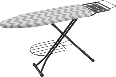 Obrázok produktu pre Žehliaca doska Relaxdays pre parné žehličky, 110 x 33 cm, s nastaviteľnou výškou, skladateľná, s odkladacou plochou, žehliaca doska v tvare cik-cak, šedo-biela