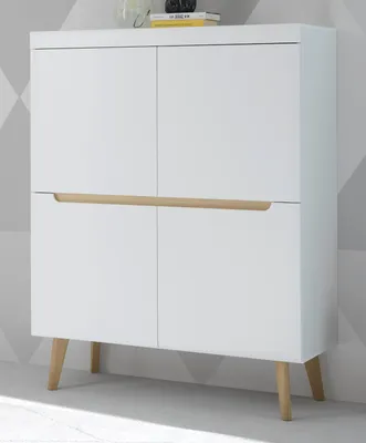 Produktbild von Highboard "Isgard" in weiß matt und Scandi Eiche Kommode skandinavisch