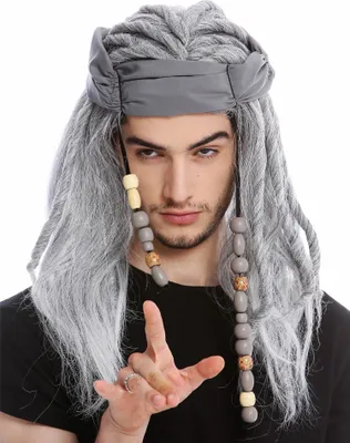 Produktbild von WIG ME UP Perücke Pirat Kopftuch Dreadlocks Grau 91531-ZA60TZA68A/ZA103