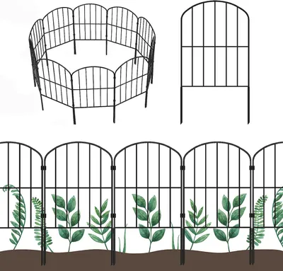 Metall-Gartenzaun-Set, 10 Paneele, 330x61 cm, schwarz, dekorativ