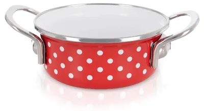 Obrázok produktu pre Smaltovaný hrniec – 650 ml – 14 cm – kov – červený
