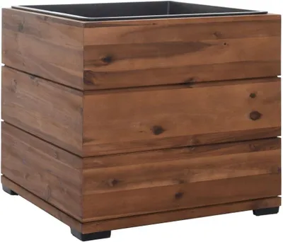 Produktbild von VIVANNO Pflanzkübel Holz BLOCK Würfel, Haselnussbraun gestreift - 44x44x41 cm
