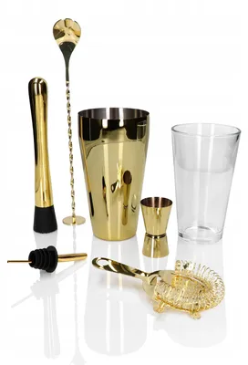 Produktbild von Steelfence Boston Cocktail-Set Goldfarben 7-teilig