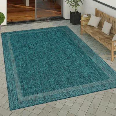 Produktbild von Outdoor Teppich Flachgewebe in Sisal-Optik mit Bordüre UV-beständig robust Grösse 80x150 cm