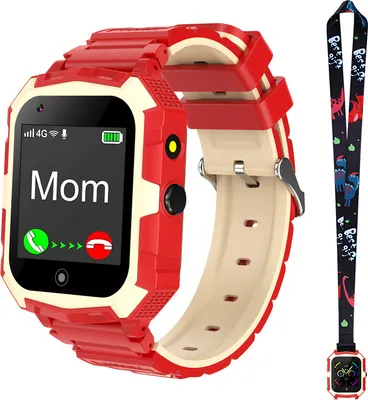 Produktbild von (Rot) T32 4G Smartwatch für Kinder, Telefonuhr mit Kamera, Anrufannahme, Schrittzähler, SOS, GPS-Smartwatch
