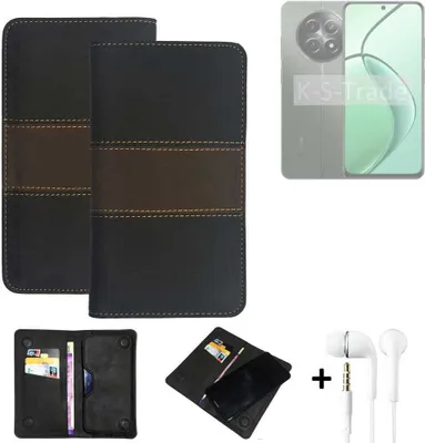 Produktbild von K-S-Trade Handyhülle + Kopfhörer kompatibel mit Realme 12 5G Schutzhülle Walletcase Bookstyle Tasche Schutz Case Hülle Wallet Cover Kunstleder