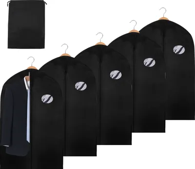 Produktbild von Jopassy 5 Stueck Premium Kleidersack Anzug inkl. Schuhbeutel 100 x 60 cm Mit PE-Folie Dicker Vliesstoff Hochwertige Kleiderhuelle fuer Anzug und Kleid Atmungsaktive Anzugtasche fuer Reisen