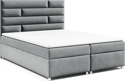Produktbild von Best for Home Boxspringbett mit Bettkasten Trinity K-5 Bonellfederkern inkl. Topper, mit Lieferung 200x200-Grau