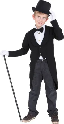 Klassischer Frack schwarz für Kinder Gr. 128- 164 Zauberer Magier Zirkusdirektor Fasching Karneval Mottoparty Kindergeburtstag