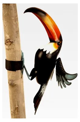 Produktbild von Tukan Vogel aus Metall zum Hängen 47cm Gartenfigur Dekoration für Haus und Garten