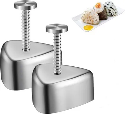 Zdjęcie produktu dla Zestaw 2 foremek do sushi, trójkątna foremka do onigiri, foremka do kul ryżowych ze stali nierdzewnej