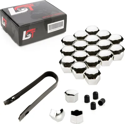Produktbild von 20x Radschraube Kappen Set 17 mm chromfarben für JAGUAR DAIMLER MAYBACH MERCEDES