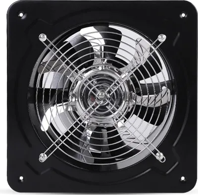 Produktbild von Abluftventilator - Axialer Wand-/Fensterlüfter - Durchmesser 20 cm - Luftleistung 850 m³/h - Leistung 80 W - Spannung 220 V AC - Drehzahl 2800 U/min - Schwarz