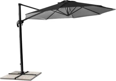 Produktbild von Aluminium-Gartenschirm mit dezentraler Stange für Haus 3x3m Paradise Noir