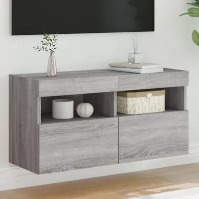 Obrázek produktu pro Nástěnná TV skříňka s LED světly Grey Sonoma 80x30x40 cm