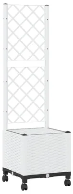 Zdjęcie produktu dla Donica ogrodowa z kratką i kółkami Biały 40 x 40 x 146 cm PP