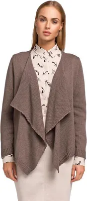 Immagine prodotto di Damen Strickjacke Felpa Poncho Umhang Cardigan Jacke; S/M; Cappuccino