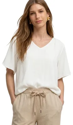 Produktbild von Street One Kurzarm Blusenshirt mit V-Neck Off White 34