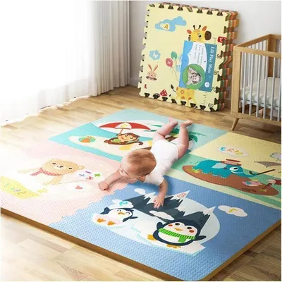 Obrázek produktu pro Mozaiková pěnová podložka EVA pro miminka, podložka na hraní s puzzle pro plazení v dětském pokoji, vzor zvířátek, 60 x 60 x 1,0 cm
