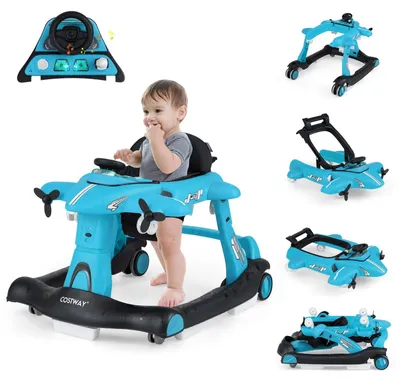 Image de Trotteur bébé 6 en 1, hauteur réglable, bleu