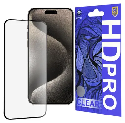 Zdjęcie produktu dla Lito HD Pro Clear szkło ochronne na iPhone 15 Pro Max – czarne