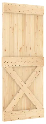 Image de Porte coulissante vidaXL NARVIK, finition naturelle et noire, 85 x 210 cm (213,5 cm)