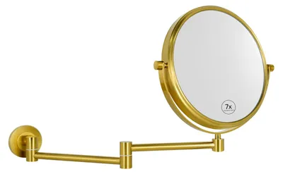 Productafbeelding van Vergrootspiegel, make-upspiegel in antiek goud, wandspiegel voor de badkamer met 7-voudige/1-voudige vergroting, dubbelzijdig spiegel, diameter 20 cm