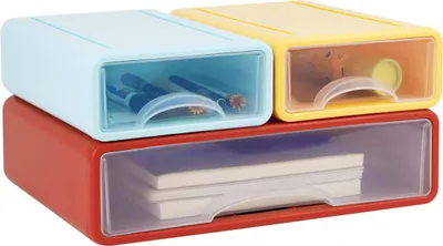 Produktbild von Famanu Büro-Organizer mit 3 Schubladen - Stapelbare Aufbewahrungsboxen, Mehrfarbig