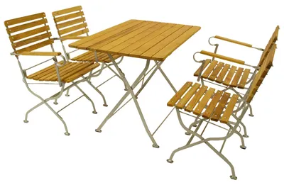 Produktbild von Gartengarnitur 5-teilig klappbar Flachstahl und Robinienholz Transparent