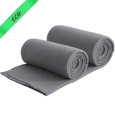 Obrázek produktu pro Sada 2 eko fleecových přikrývek ze 100% recyklovaného materiálu + testováno OekoTex 130x160 cm cca 400 g - šedá těžká s antipillingem a šedým okrajem osnovy