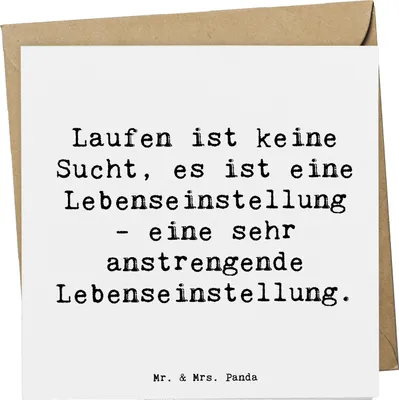 Produktbild von Mr. & Mrs. Panda Grußkarte Spruch Laufen Lebensstil - Weiß - Geschenk, Sportler Geschenke, faltkarte, bewegung, doppelkarte, Leidenschaft, Glückwunschkarte, Klappkarte