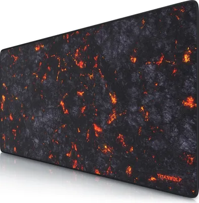 Produktbild von Titanwolf Gaming Mauspad XXL, 900 x 400 x 3 mm, Schreibtischunterlage, abwaschbar, rutschfeste Rückseite, Geschwindigkeit & Präzision, Lavamotiv