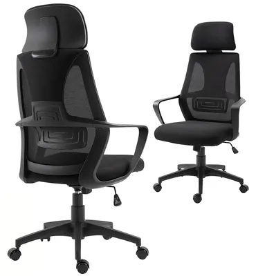 Productafbeelding van Hoogteverstelbare Bureaustoel met Armleuning en Comfortabele Mesh Rugleuning Zwart