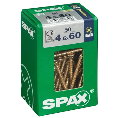 Zdjęcie produktu dla SPAX 4081020450607, Śruba, Stal, Cynk, Drewno, Płaska głowa, Pozidriv, Żółty