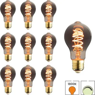 Produktbild von 10er-Set LED-Lampen E27 | 5,5 Watt dimmbar | 1800K extra warmweiß | A60 | Smoke | Spiralförmige Glühwendel | Lybardo