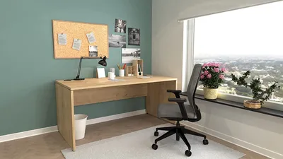 Produktbild von Schreibtisch Nuvi, 160 cm x 80 cm x 75 cm, Saphir Eiche Nachbildung  inkl. Kabelkanal
