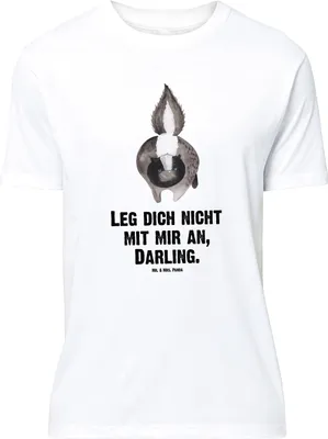 Produktbild von Mr. & Mrs. Panda Tshirt Stinktier Angriff - Weiß - Geschenk, wütend, T-Shirt mit Spruch, Oversize Shirt, Drohung, Wildtier, Raubtier, Skunk