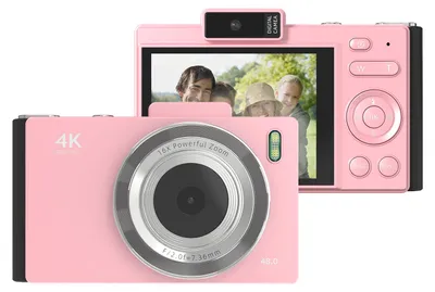 Produktbild von 4K-Digitalkamera, tragbare digitale Videokamera, CCD-Kamera, 48 MP, 2,8 Zoll IPS-Bildschirm, Anti-Shake, 16-facher Zoom, Autofokus, mit Blitz, Akku, Geburtstags- und Weihnachtsgeschenk fuer Teenager, Studenten, Freunde