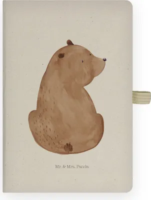 Produktbild von Mr. & Mrs. Panda Adressbuch Bär Schulterblick - Transparent - Geschenk, Bärenliebe, notizbuch, Journal, Teddy, Tagebuch, A4 Kariert, Kladde, Motivation, Weisheit, Bären