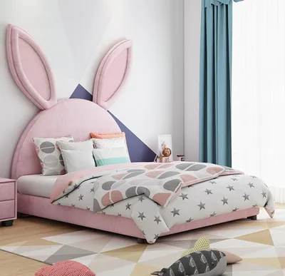 Image de Fille lit d'enfant lit de fille Rosa Romantic chambre d'enfant lapin 1200*1900mm avec matelas